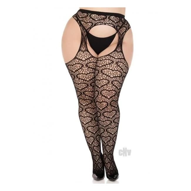 Heart Suspender Hose 1x/2x Blk - Image 1