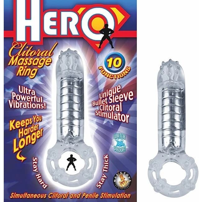 Hero Cockring & Clit Massager Clear - Image 1