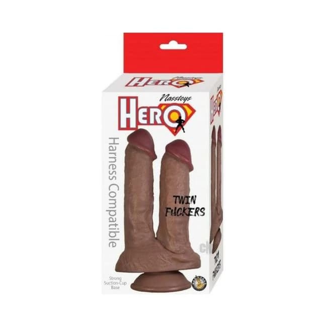 Hero Twin Fuckers Double Dildo Brown - Image 1