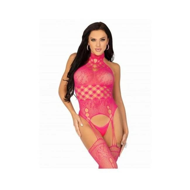 High Neck Halter Bodystocking Os Rasp - Image 1