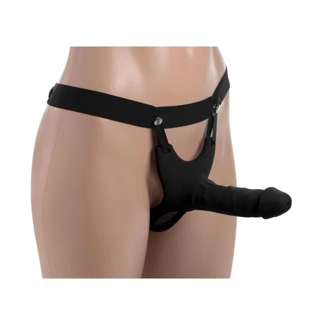 Hollow Silicone Dildo Strap-on - Black - Image 1
