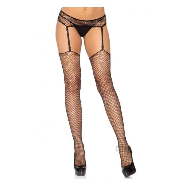 Indust Net Rhinestone Garter 2pc Os Blk - Image 1