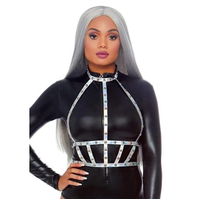 Iridescent Studded Body Harness Os Slv - Image 1