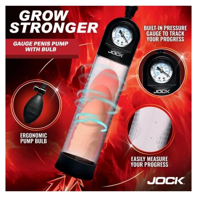 Jock Advanced Pump Up Gauge Penis Pump W/bulb - Image 3