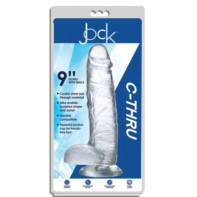 Jock C-thru 10 Inch Dong with Balls - Clear - Image 1