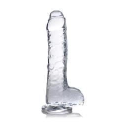 Jock C-Thru Dildo with Balls - 8 Inch, image 1