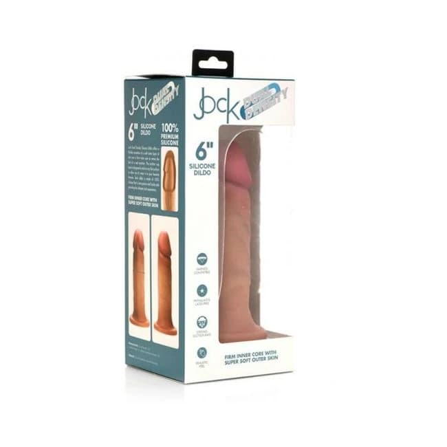 Jock Dual Density Silicone Dildo 6in Light - Image 1