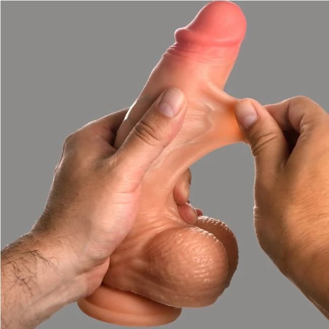 Jock Real Skin 8 Silicone Dildo W/balls Light " - Image 1