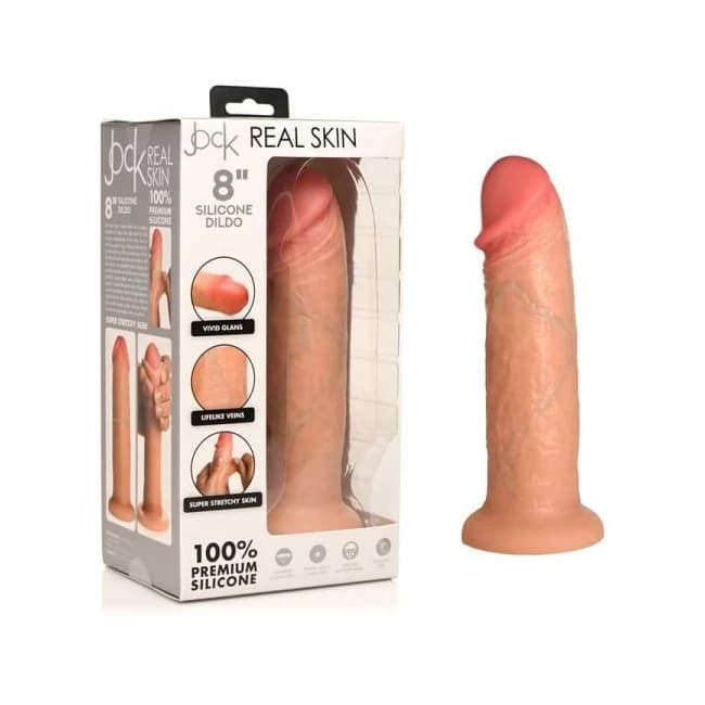 Jock Real Skin Silicone Dildo 8 In. Light - Image 1