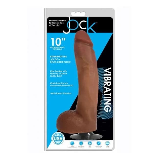Jock Vibrating Dong W/balls 10 Caramel - Image 1