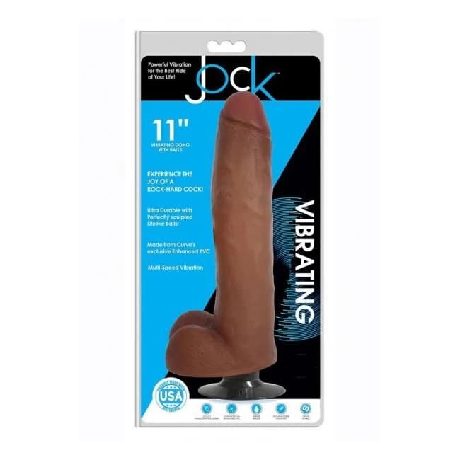 Jock Vibrating Dong W/balls 11 Caramel - Image 1