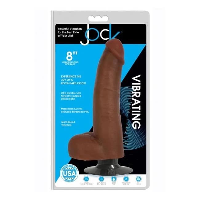 Jock Vibrating Dong W/balls 8 Caramel - Image 1