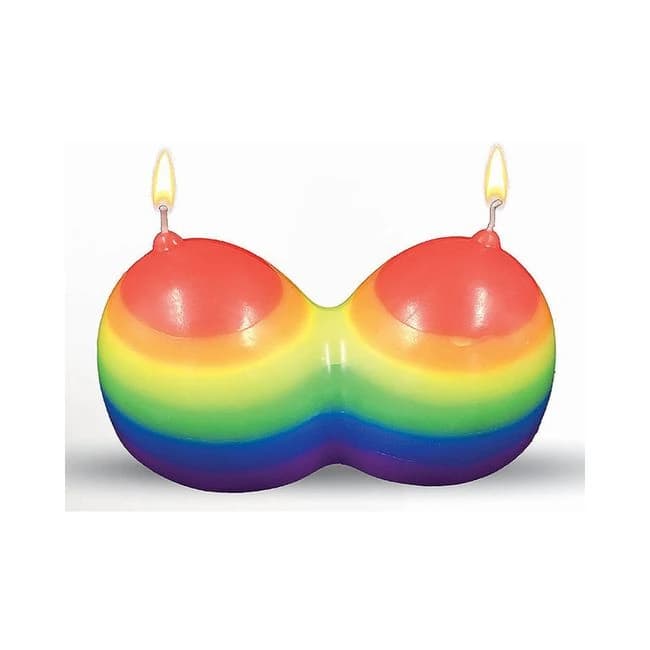 Jumbo Boobie Rainbow Candle - Image 1
