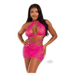 Keyhole Halter Hardcore Mini Blk, image 1