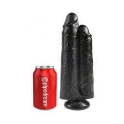 King Cock 9in Two Cocks One Hole Black, image 2