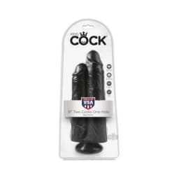 King Cock 9in Two Cocks One Hole Black, image 3