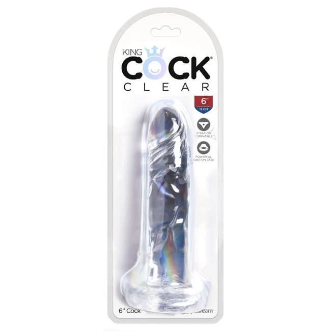 KING COCK CLEAR 6 IN COCK W/O BALLS  - Image 1