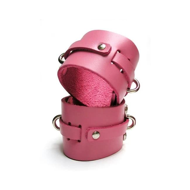Kinklab Pink Bound Leather Ankle Cuffs - Image 1