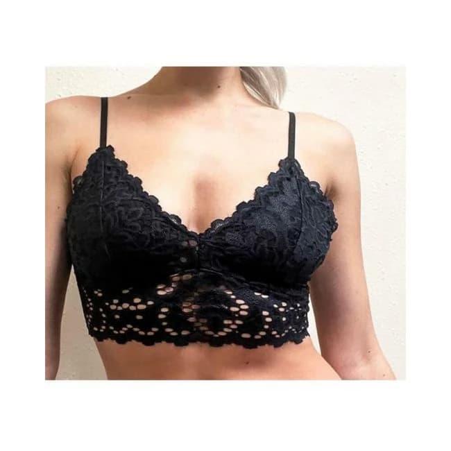 Kixies Lace Bralette Black Large Hanging - Image 1