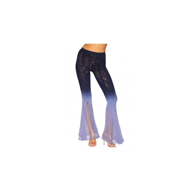 Knitted Lace Bellbottoms Denim /hydrangea O/s - Image 1