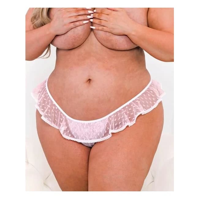 '=lace Flutter Open Crotch Panty White Qn - Image 1