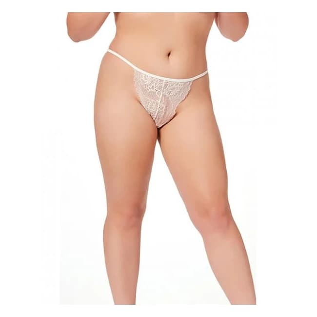 Lace G-string W/pearl Back White 3x/4x - Image 1