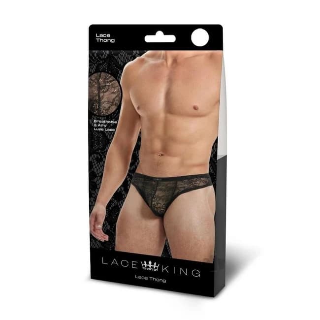 Lace King Lace Thong L/xl Blk - Image 1