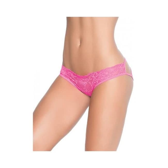 Lace Panty W/back Cage Hot Pink Md - Image 1