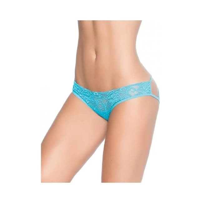 Lace Panty W/back Cage Turquoise Md - Image 1