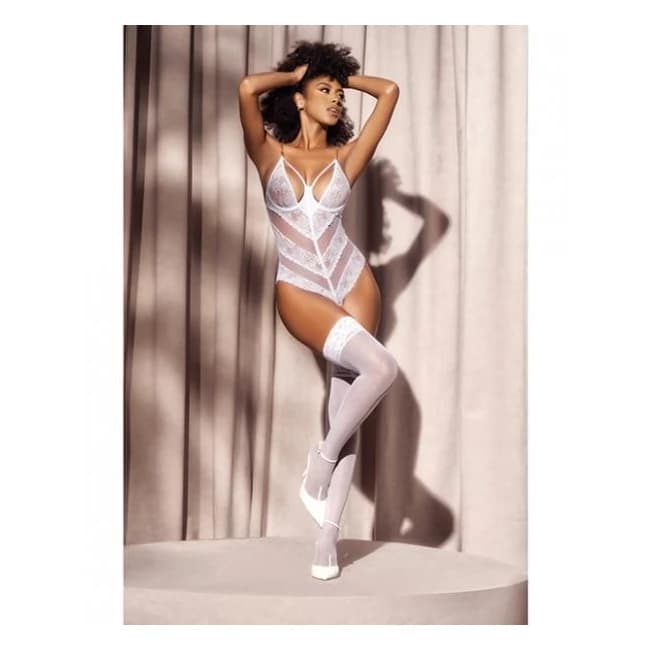 Lace Peek a Boo Teddy White L/xl - Image 1