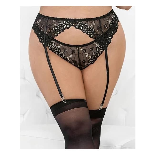 Lace Romance Garterbelt Black 1x/2x, image 1
