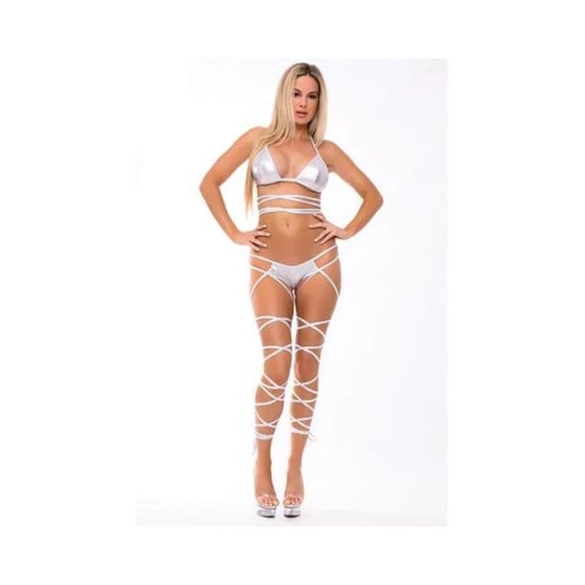 Lace Up Lover Bra Set Silver M/l - Image 1