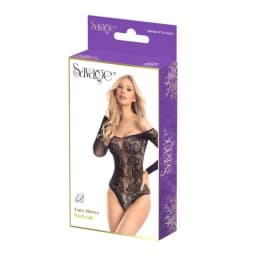 Lacy Sleeve Bodysuit Black, image 1