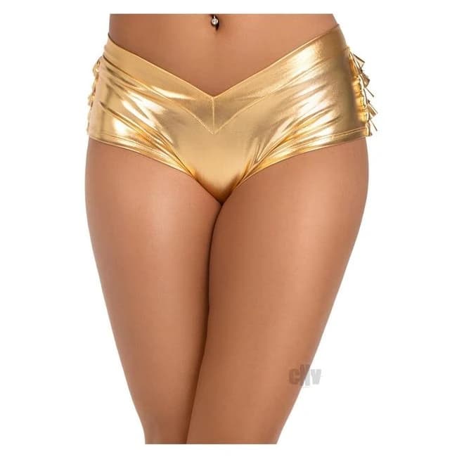 Lame Ruffle Back Shorts Md Gld, image 1