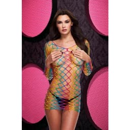 Lapdance Fencenet Rainbow Mini Dress O/S, image 2