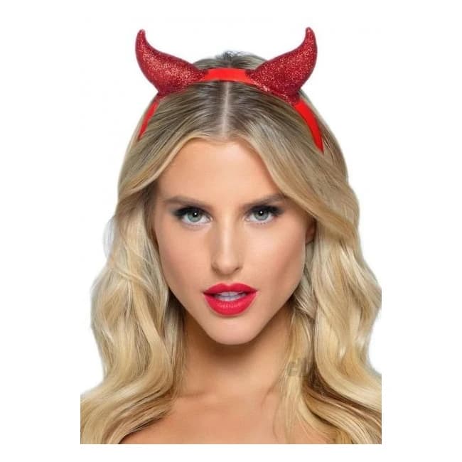 Latex Glitter Devil Headband Os Red - Image 1