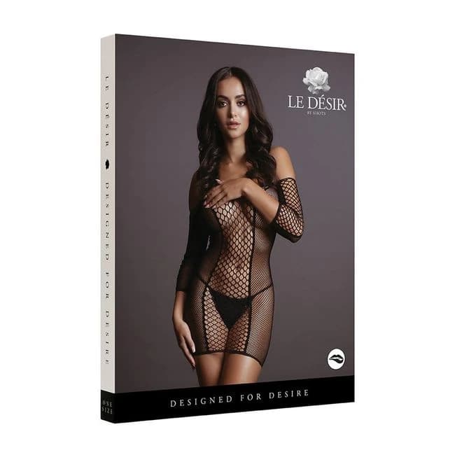 Le Desir Duo Net Sleeved Mini Dress - Image 1