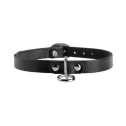 Leather Choker Collar with O Ring M/L, image 2