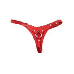Leather Female Dildo Harness - Red, image 1