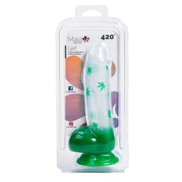 Leif 7 in 420 Pot Leaf Print Silicone Dong, image 3