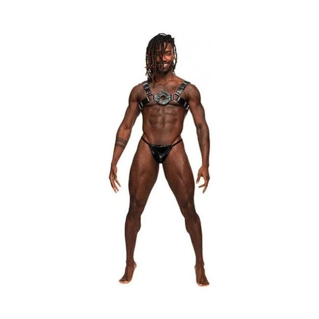 Libra Pu Leather Chest Harness Black O/s - Image 1