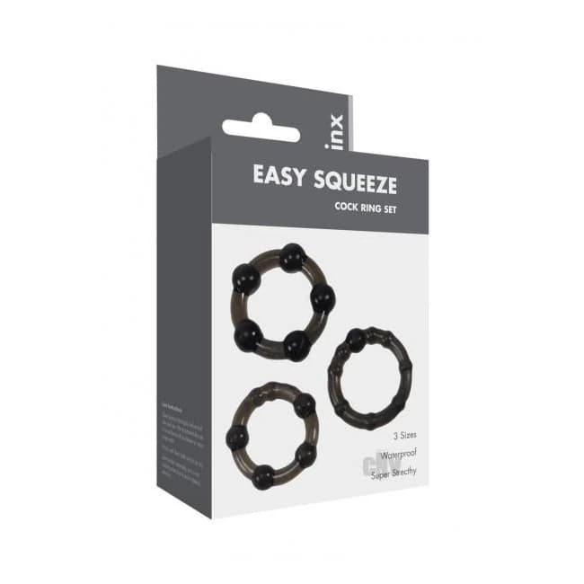 Linx Easy Squeeze Cock Ring Set Black Os - Image 1