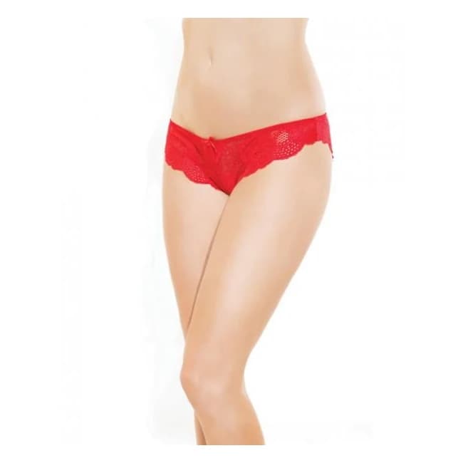 Low Rise Stretch Scallop Lace Panty Red O/s - Image 1