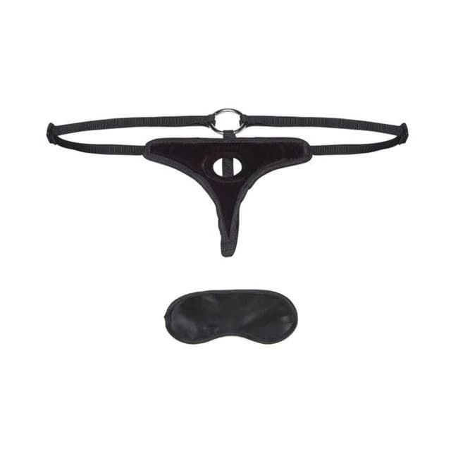 Lux Fetish Black Velvet Bikini Strap on O/s - Image 1
