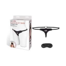 Lux Fetish Black Velvet Bikini Strap on O/S, image 2