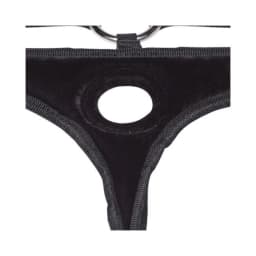 Lux Fetish Black Velvet Bikini Strap on O/S, image 3
