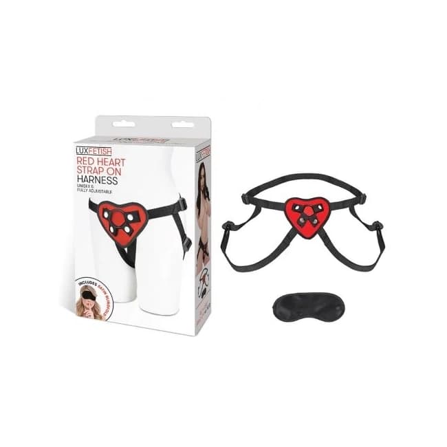 Lux Fetish Red Heart Strap on Harness - Image 1