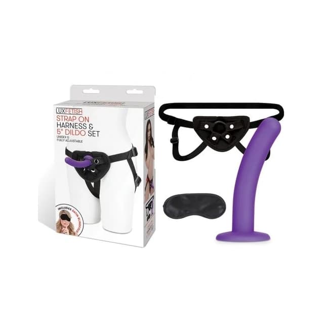 Lux Fetish Strap on Harness & Dildo Set - Black - Image 1