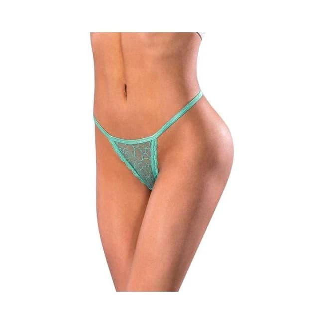 Magic Silk Soft Petals Lace Thong Aqua L/xl - Image 1