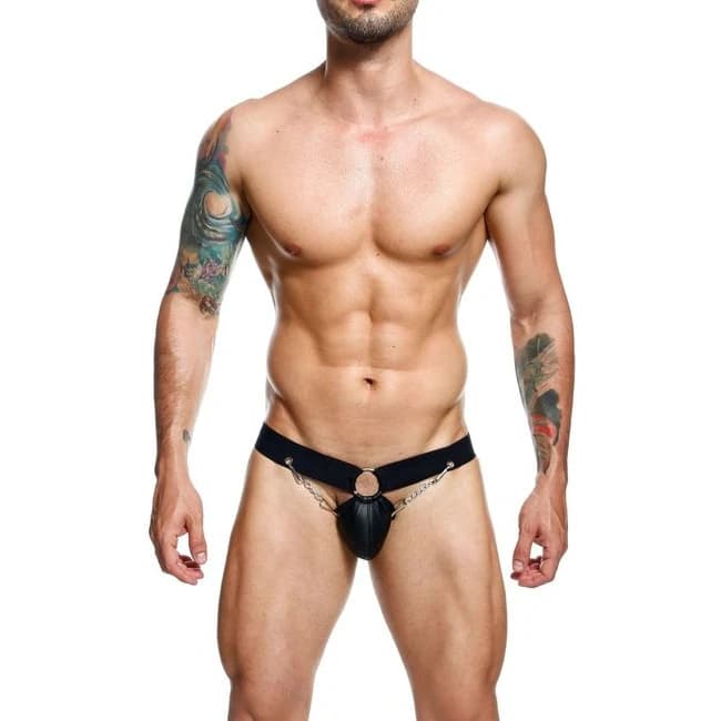 MALE BASICS DNGEON CHAIN JOCKSTRAP BLACK O/S  - Image 1